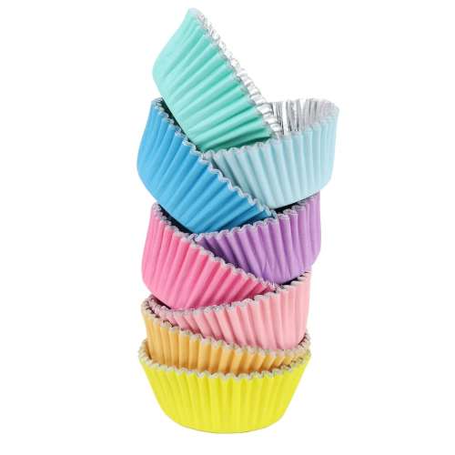 PME Pastel Rainbow Foil Cupcake Papers - Click Image to Close